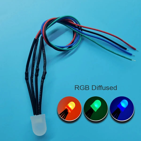 Diodes led rouges bleues vertes transparentes pré câblées 12V ronde modernes 20cm