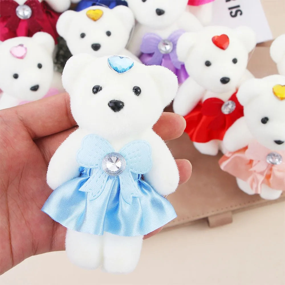 ours peluche blanc doux velouté rubans strass coeurs couronne dorée décoration anniversaire mariage