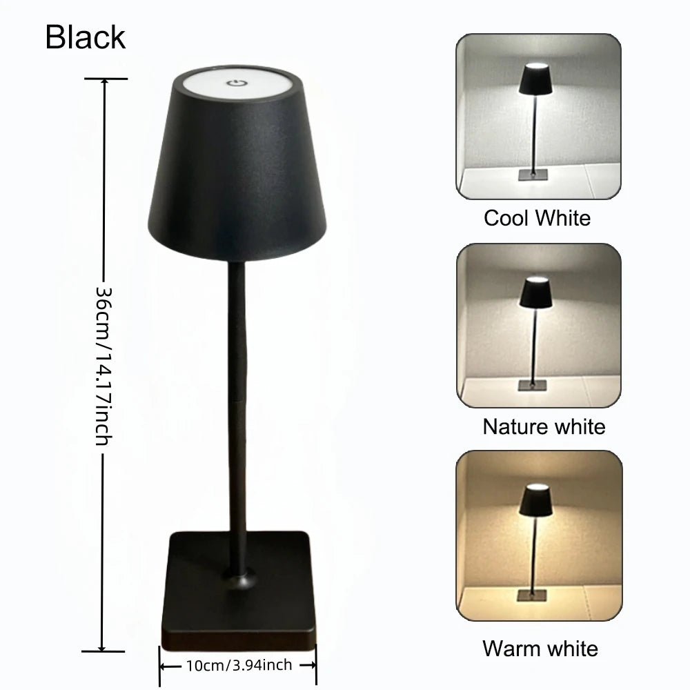 lampe table led rechargeable tactile gris noir doré conique mat moderne base carrée abat
