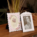 cadre photo vintage shabby chic floral relief romantique décoration dentelle effet vieilli 5x7 pouces