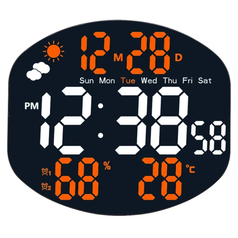 horloge murale numérique moderne multifonctionnelle affichage led noir blanc vert