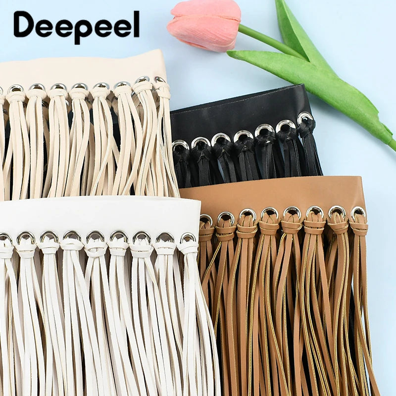 franges simili cuir noir boho chic métalliques décoration textile maisonFRINGEDECORATIVE