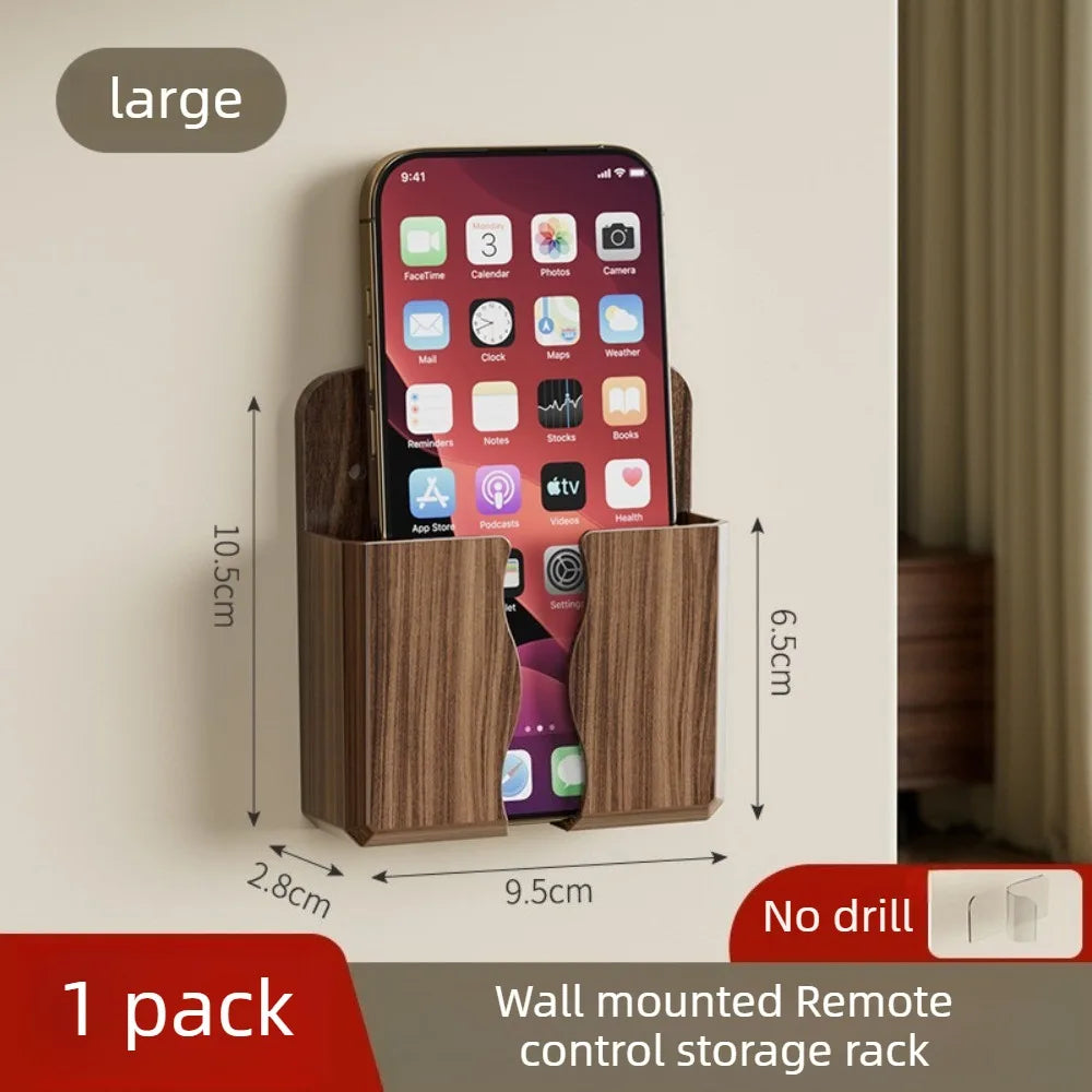 support mural adhésif bois grainé moderne rangement téléphone télécommande chambre salle bain