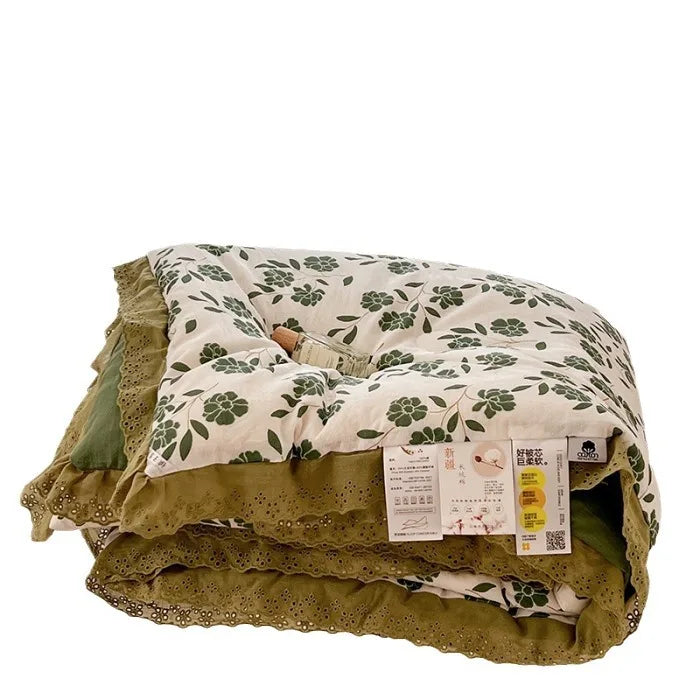 couette coton imprimée fleurs feuilles été automne vintage adhésive lavable maison 150x200cm 200x230cm