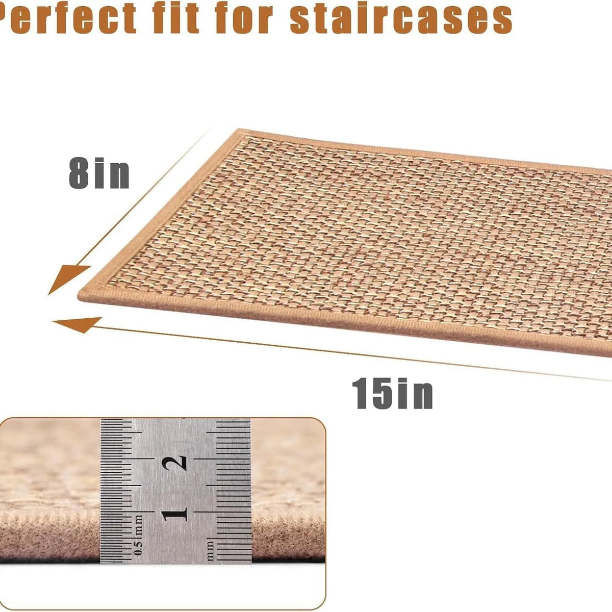 tapis d'escalier moderne rectangle polyester adhésif beige marron gris clair décoration intérieure chambre salon