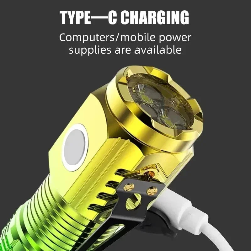 lampe torche rechargeable led verte moderne résistante chocs clip usb