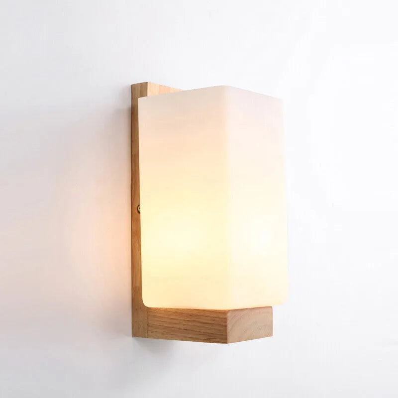 applique murale moderne led bois clair verre blanc éclairage chambre salon 16w 30w blanc