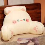 coussin décoratif chat peluche motifs oreilles rembourrées gris rose kawaii mignon 75x50cm doux