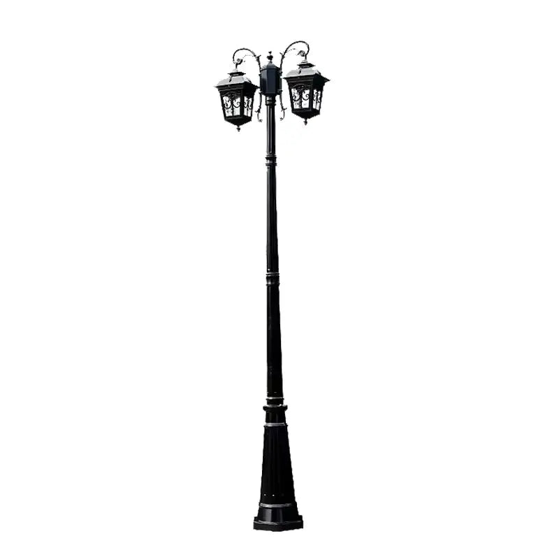 Lampadaire extérieur étanche ip65 moderne deux têtes 2.3m noir or vintage aluminium