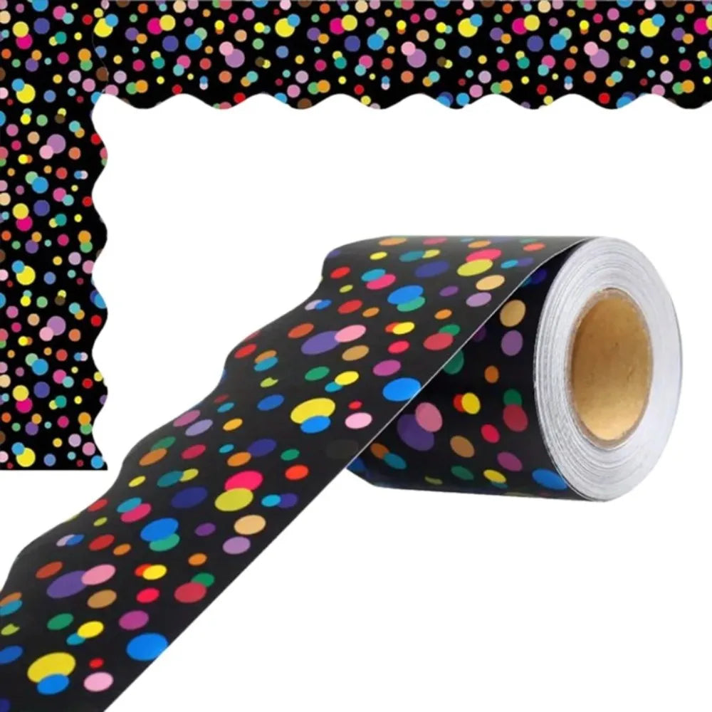 rubans decoratifs adhesifs multicolores motifs floraux points zigzag feuilles rustiques noirs blancs