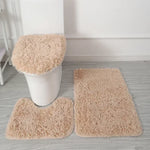ensemble tapis salle bain pièces beige clair peluche douce antidérapant moderne absorbant