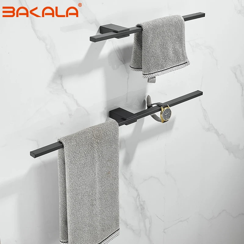 porte serviettes mural noir texture lisse cuivre moderne minimaliste fixations incluses 50cm 60cmversible