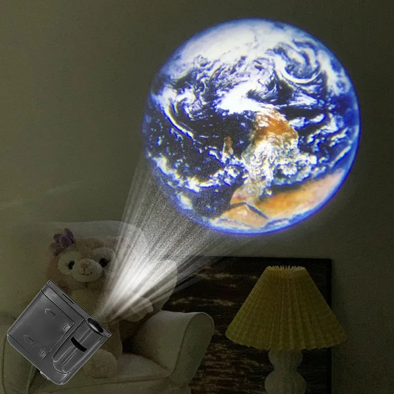 projecteur led rectangle noir lentille centrale moderne veilleuse atmosphères projection étoiles planètes chambre enfants