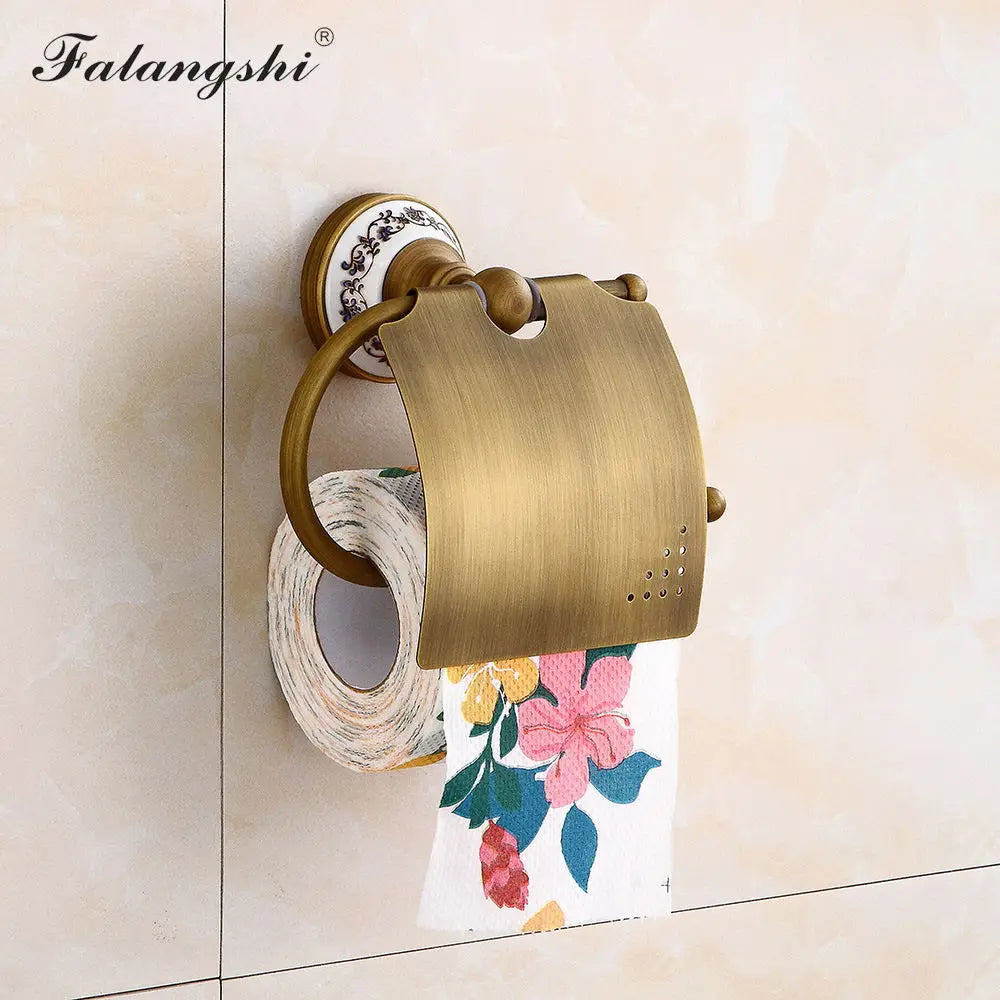 accessoires salle bain doré antique élégants détails floraux classiques porte serviettes double simple porte