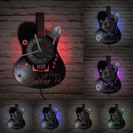 horloge murale forme guitare disque vinyle aiguille rétro moderne fixations chambre salon