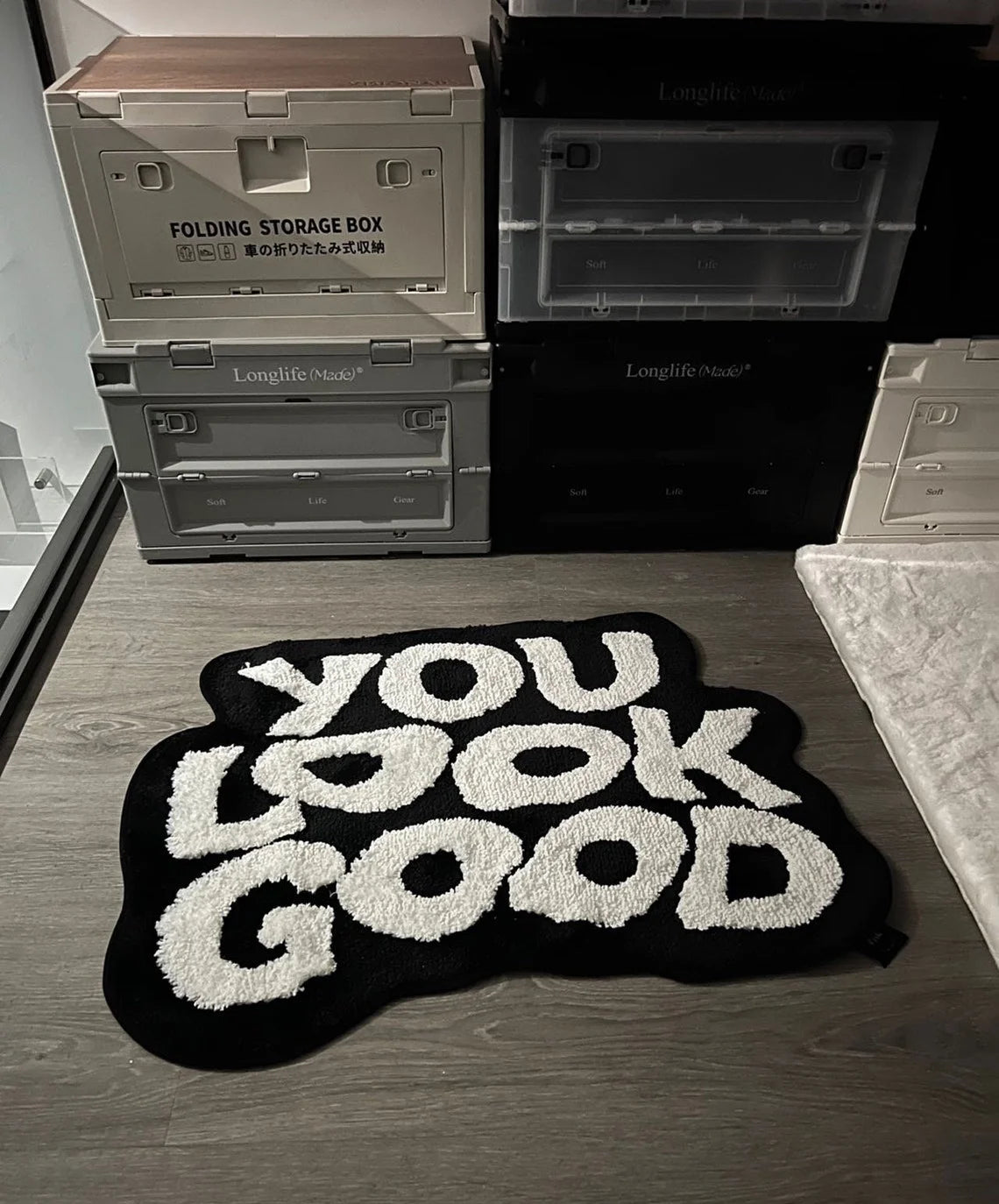 tapis lettres acrylique antidérapant moderne noir blanc vert salon chambre coucher salle bainintérieur