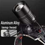 lampe frontale led sportive rechargeable modes lumiere extérieure fishing bandes élastiques orange rouge