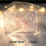 boîte décorative transparente paillettes étoiles moderne violet bleu doré
