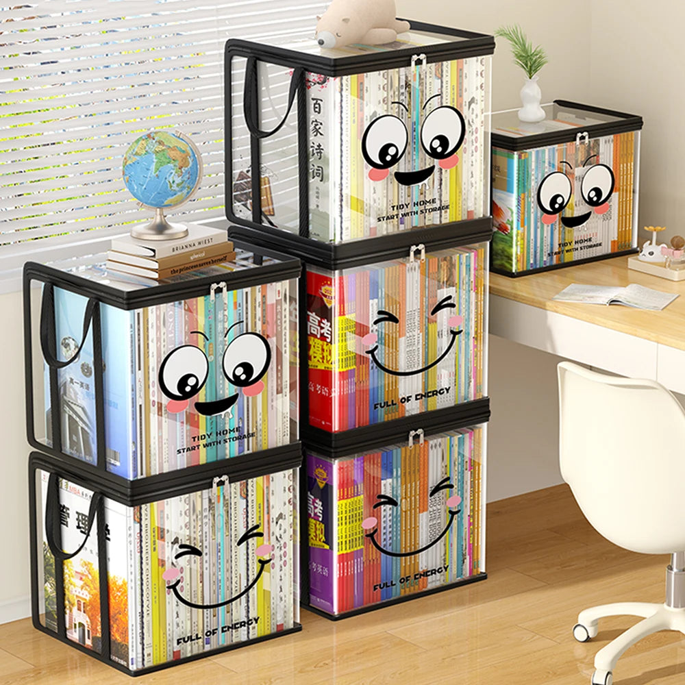 boîtes rangement transparentes moderne noires blanches souriantes FULL OF ENERGY TIDY STORAGE cordon serrage