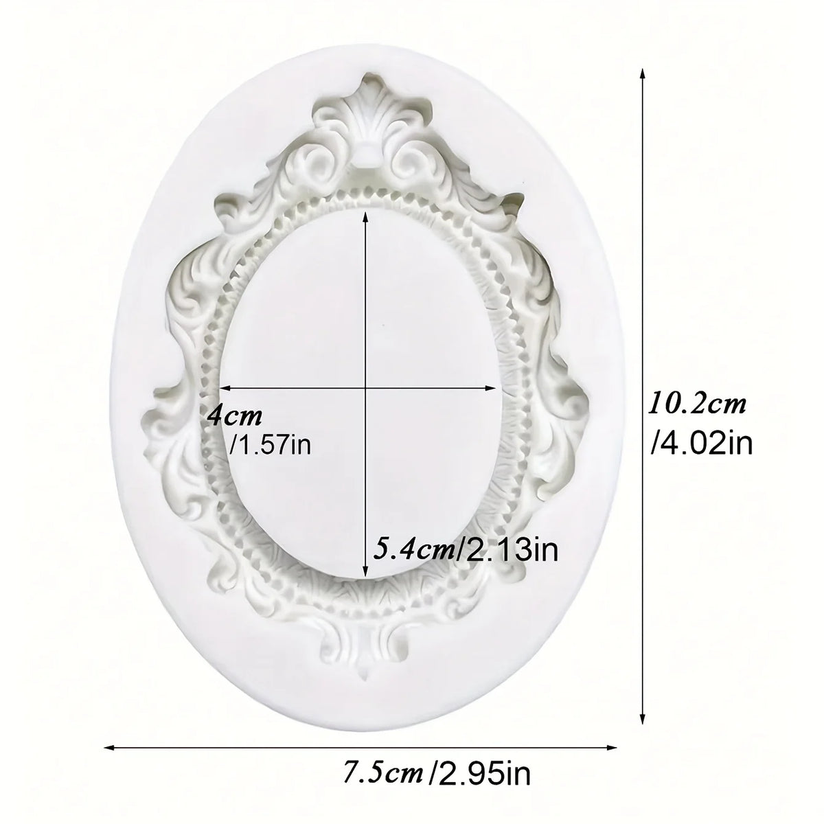 cadre photo ovale silicone blanc ornements baroques classique gypse époxy bricolage fabrication retournement sucre