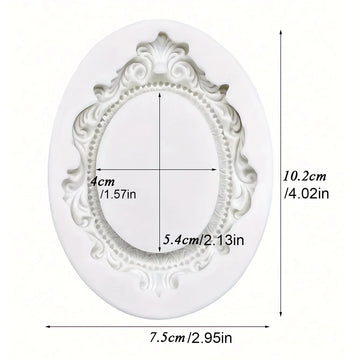 cadre photo ovale silicone blanc ornements baroques classique gypse époxy bricolage fabrication retournement sucre