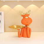 support clés cerf doré plateau rangement moderne orange bleu decoration festive