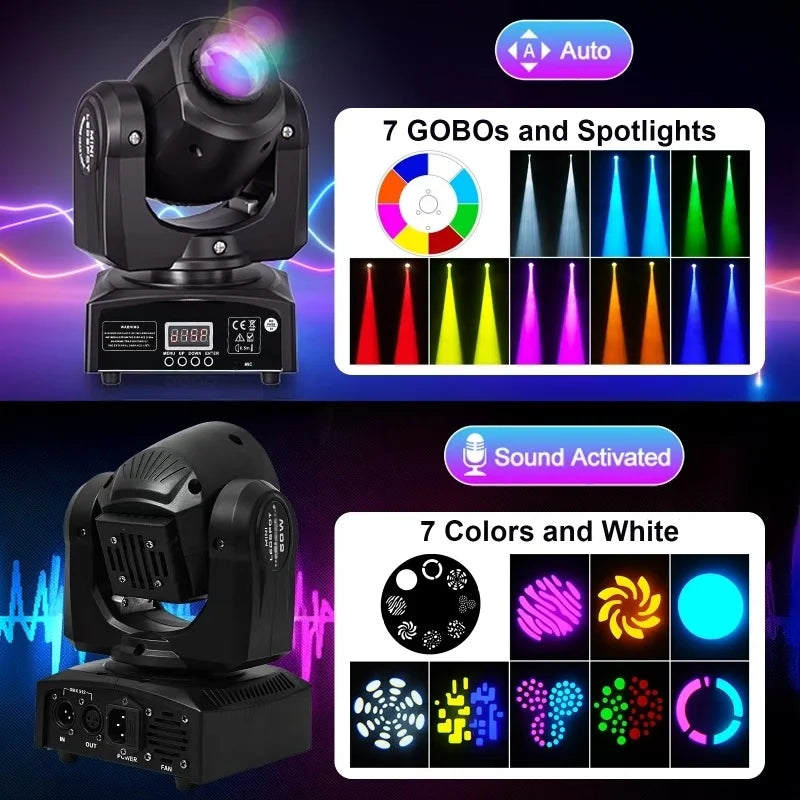 projecteur scène mobile 60w led dmx gobo effet lumière dj noir moderne