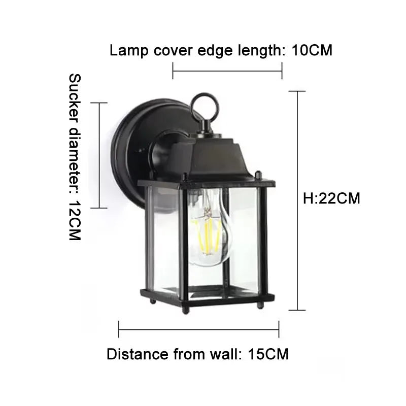 lampe murale transparente classique noir extérieure led verre trempé aluminium moderne