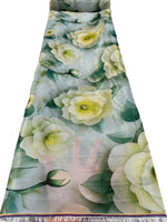 tissu tulle imprimé floral rose vert beige brodé occasion mariage simple