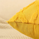 coussin décoratif jaune motif géométrique moderne housse canapé salon doux textile polyester