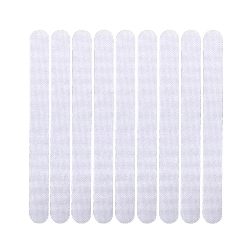 tapis bain antidérapant moderne adhésif blanc rayures horizontales pack 10pcs