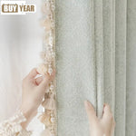 rideau occultant gris clair moderne salon chambre tissu épais épais