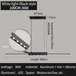 lampe suspendue moderne minimaliste noir salon chambre rectangulaire lisse éclairage 10 15m²
