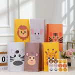 sacs papier animaux cartoon poignées blancs tigre zèbre girafe elephant enfants fêtes anniversaires