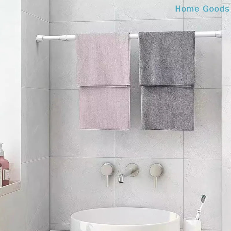 support mural ajustable blanc lisse moderne adhésif extensible métal salle bain sans perçage 30