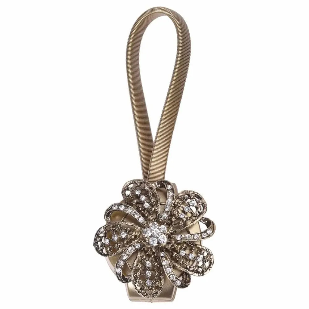 accessoires fenêtres clips magnétiques fleurs décoratives tissu motifs géométriques doré classique élégant 21cm