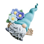 statue gnome bleu turquoise fantaisiste décoration jardin résine fleurs colorées