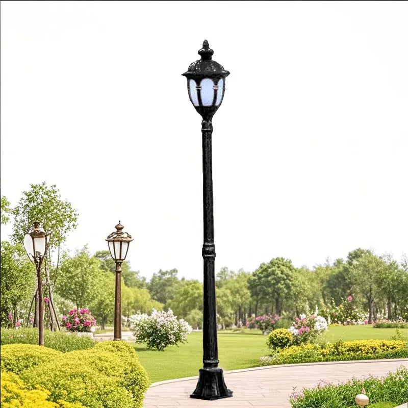 Lampadaire extérieur or noir vintage rétro éclairage public led ip65 aluminium moderne