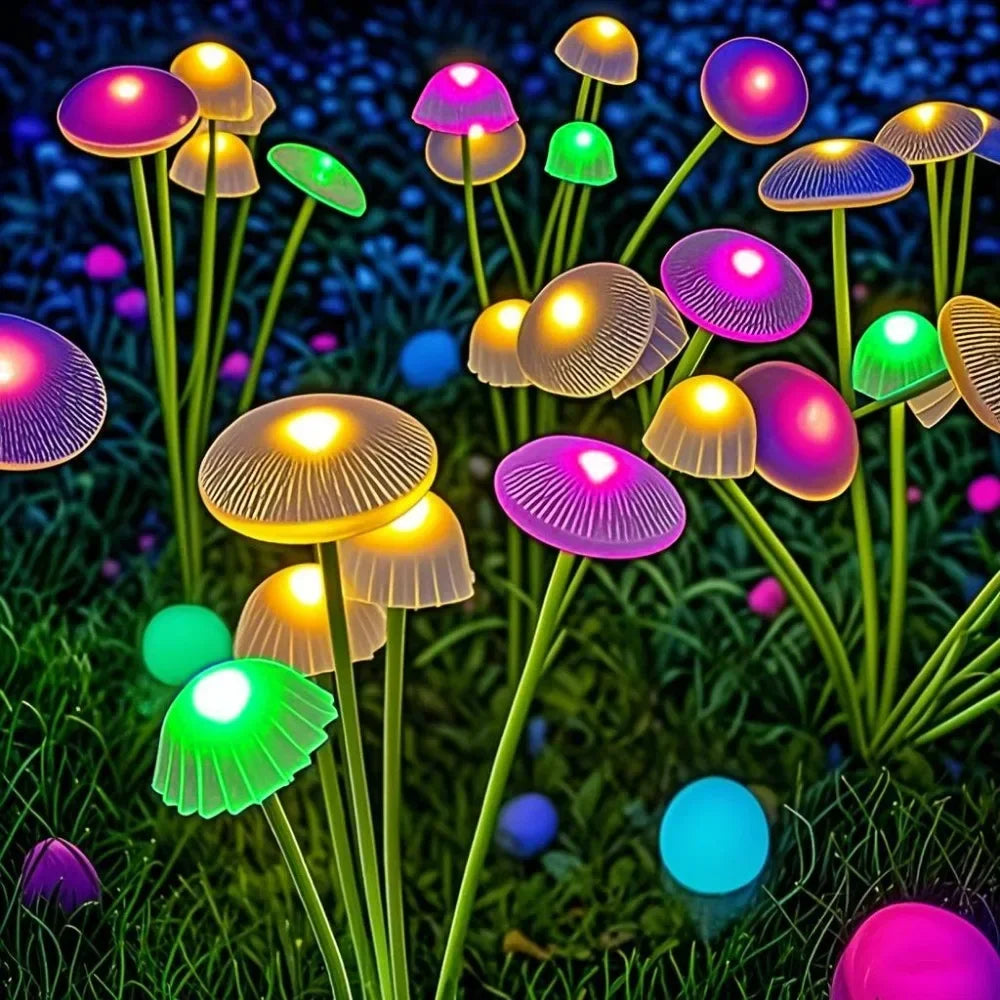 lampe solaire jardin forme champignon led extérieur décoration pelouse cour étanche blanc vert moderne