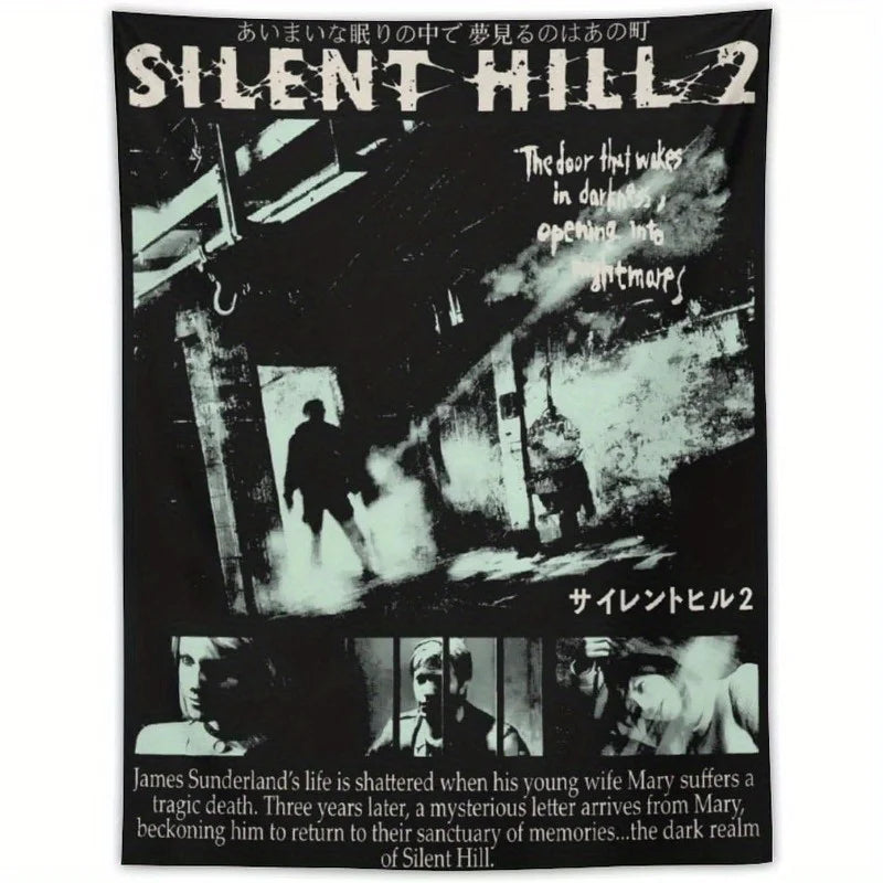 décoration murale poster graphique silent hill noir blanc jeux horreur chambre salon