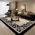tapis moderne géométrique noir blanc gris love is love adhésif salon chambre polypropylène polyester
