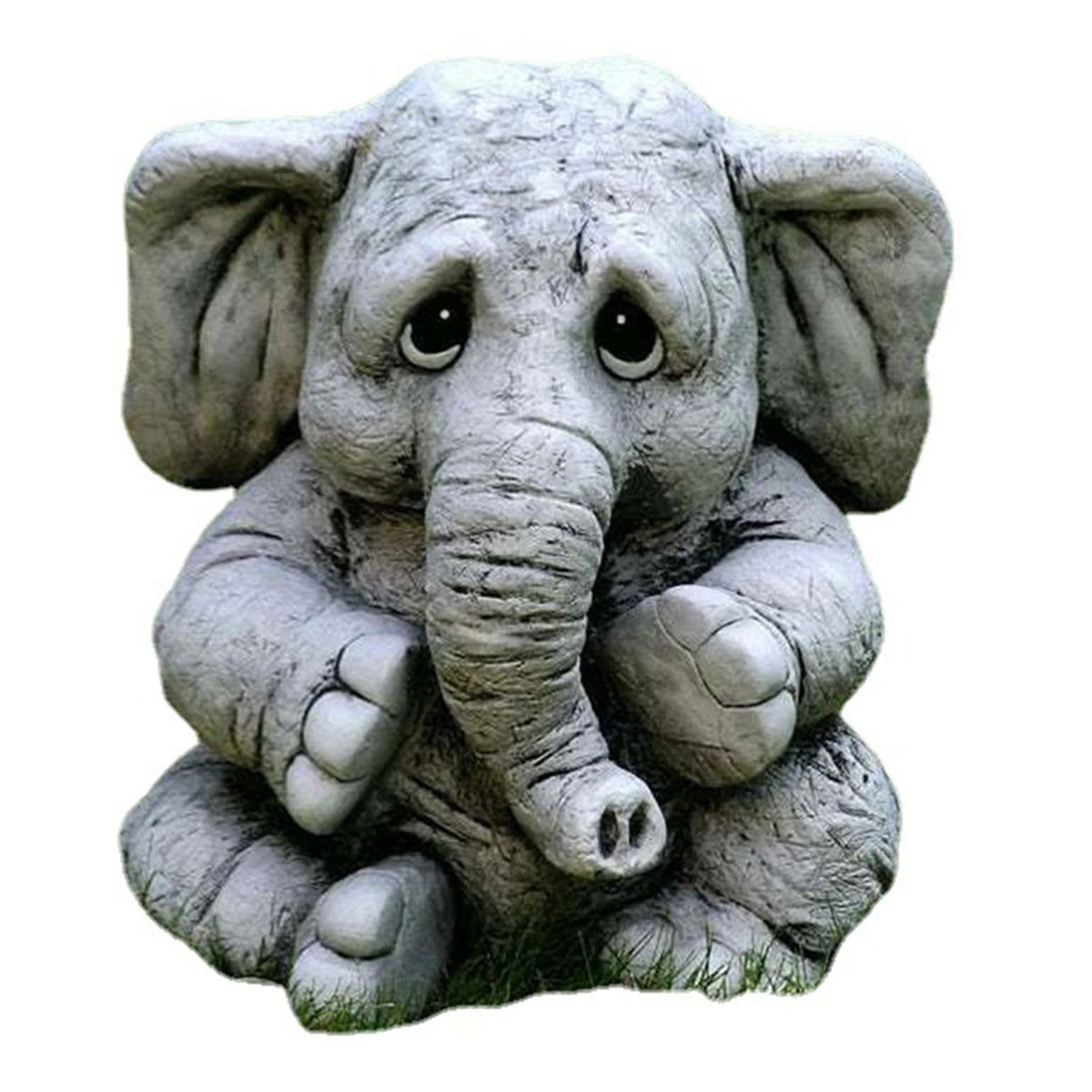 statue éléphant gris blanc décoratif jardin animalier texturé extérieur triste expressioniauxenfantin herbe vigne