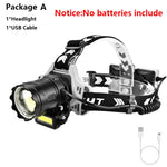 lampe frontale rechargeable noire blanche ipx7 ip6 zoomable led camping