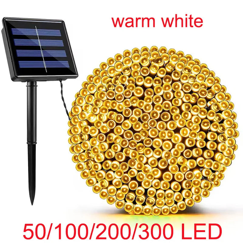 guirlande lumineuse solaire 50 led blanc chaud rondes ip65 moderne piquetextérieur festif noël jardin