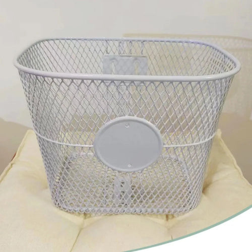 panier avant vélo blanc maille métallique classique fixations durable 31.5x23.5x23cm