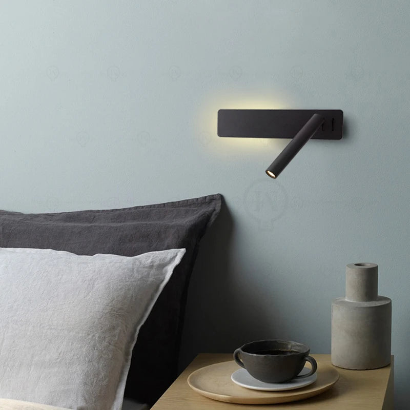 lampe murale moderne rotative bras articulé blanc led minimaliste fixée mur