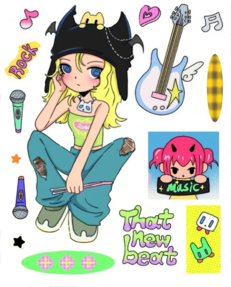 sticker collection pop musiciennes rétro candy colors vinyl stickers anime inspiré