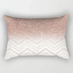 taie d'oreiller rectangulaire rose blanc doré motif géométrique moderne lit chambre décoration maison
