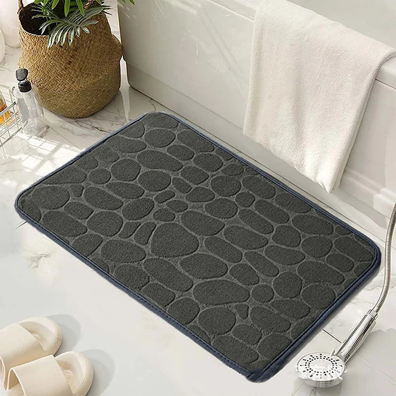 tapis bain absorbant antidérapant doux moderne motifs galets gris marron rouge bleu vert violet