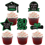 décorations cupcakes fête anniversaire glitter doré noir bleu vert piques messages graduation chiffres